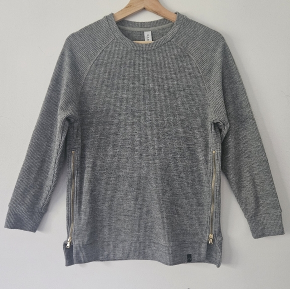 Anthropologie Varley Grey Heavyweight Ribbed Pullover Sweatshirt Size S - Picture 1 of 7
